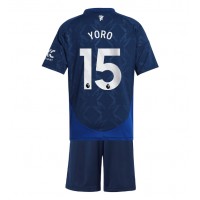 Camiseta Manchester United Leny Yoro #15 Segunda Equipación Replica 2024-25 para niños mangas cortas (+ Pantalones cortos)